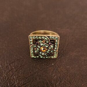 LaVintage Kathy Lavigne Shade of Green Geometric Crystal Ring